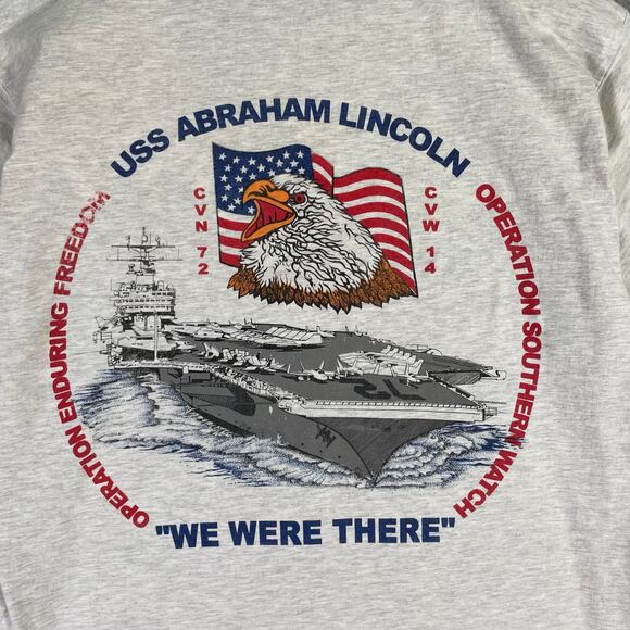 Vintage USS Abraham Lincoln West Pac 2002 Navy  T-Shirt XL Gray Military - Picture 7 of 7